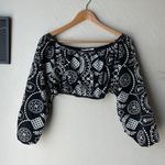 Alice McCALL  Top Anywhere Black White Embroidered Off the Shoulder Crop Top Sz 6 Photo 2
