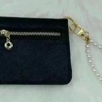 Black Wallet w/ Faux Pearl Keychain Strap Photo 3