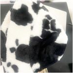 Faux Fur Cow Print Bucket Hat Black NWOT Boutique Western Coastal Cowgirl Photo 2