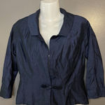 Vintage Kitty Copeland Jacket Womens 36 Navy Blue Bow Waist Zip 3/4 Sleeve 50s Photo 0