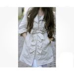 Anthropologie  Trench Coat By Idra Women’s Double Ruffle Beige Trench Jacket Size Photo 1