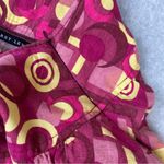 Larry Levine  Linen Blend A-line Skirt Pink Yellow Geometric Pattern Size 10 Photo 3