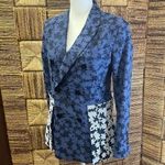 Julien David Made in Japan Double Breasted Jacket Contrast Pleated Hem Size M Blue Size M Photo 2