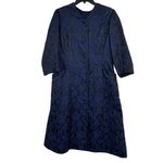 1950s Handmade Navy Floral Brocade Dress Coat Couture Saks Fifth Ave Seamstress Blue Size M Photo 3