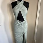 Babyboo 31. Cross Over Halter Cut-Out Dress in Sage Green Maxi Dress Size L Photo 3