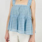 TALULAH  cottagecore coastal pinstripe babydoll tank top sky blue size M Photo 0