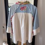 POL  Floral Striped Mixed Print Button Down Shirt Photo 3