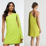 Reiss  Green Samantha One Shoulder Cape Mini Cocktail Dress Size 10 Photo 1