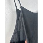 Easel Los Angeles Womens Medium Black Textured Wide Leg Jumpsuit Overalls Cotton Photo 5