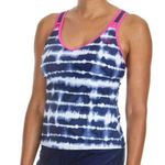 ZeroXposur Cross Back Strap Tankini Swimsuit Navy Blue Tie-Dye Size XS (6) Photo 2