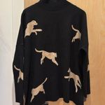 Entro Cheetah Sweater Black Mockneck Oversized Cat Size Small Photo 1