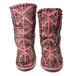 Handmade Knitted Pink and Gray Slippers High Calf B160 Photo 1