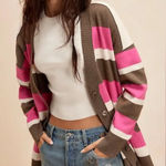 Free People #271 NWT League Of Her Own Cardigan in Aurora Pinecone Combo Photo 0