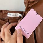 Avec Les Filles  Sienna Faux Leather Crop Top Brown XS Photo 3