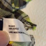 Gap  Plaid Blanket Scarf Wrap w/ Fringe Gray Neon Green 84” by 24” Acrylic Unisex Photo 5