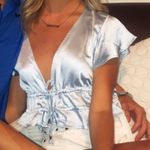 Princess Polly Light Blue Silk Tie Top Photo 1