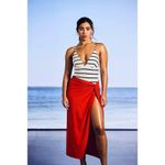 CALIA Swim Triangle Strappy Back One Piece White/Blue Stripe Mesh 12 NWT Black Photo 5