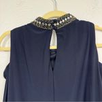 XScape X by  Blue Beaded Collar Formal Mini Dress Women 16 Babydoll Cold Shoulder Photo 8