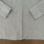 Vince  Linen Blend Split Back Boxy Pinstripe Button Down Shirt Blue and White M Photo 8