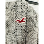 Hollister Y2K Sweater Women Medium Grey Cable Knit Long Cardigan Full Zip Hoodie Photo 7