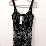 NWT Charo Ruiz Aurie Sleeveless Eyelet Mini Dress Black/Silver Women's Size S Black Photo 3