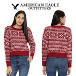 American Eagle | Small | Red Knit Fairisle Holiday Christmas Long Sleeve Sweater Photo 1
