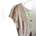 Blu Pepper  Belted Crochet Detail Midi Dress Cream Tan Beige Womens Size Medium Photo 6