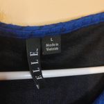 Elle  Size Large L Blue Black Houndstooth Peplum Career Business Top Rayon Poly Photo 6