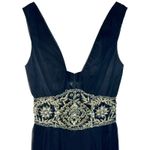 NWT Mandalay Black Silk Silver Beaded Short Midi Evening Gown Dress Women Size 6 Photo 1