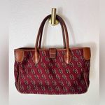 Dooney & Bourke Burgundy and Brown Signature DB Canvas Handbag Photo 1