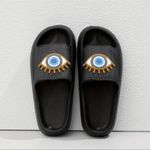 Evil Eye Casual Black Open Toed Slide Sandals Blue Size undefined Photo 2