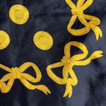 Jacqueline Ferrar 100% Silk Scarf Black & Gold Bow & Coin Print Vintage Elegance Photo 4
