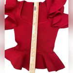 EXPRESS Red exaggerated ruffle long sleeve peplum sweater avant garde Photo 5