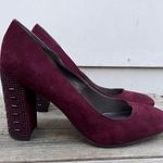 Libby Edelman  Le Shelby Wine Maroon Studded Block Heels 8 Photo 0