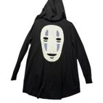 Studio Ghibli Spirited Away No Face Hooded Open Front Cardigan Size Medium Black Photo 0