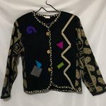 LYNN MURRAY WO SIZE SMALL 100% WOOL Colorful Geometric Patterned Jacket EUC Black Photo 0