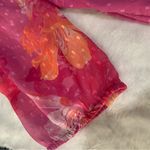 Destination 365 women's large Vibrant Pink Orange Floral Dress Swiss dot guest Photo 4