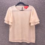 Emanuel Ungaro Womans Blouse Size 6 Designer Italy Fairy Flowy Neutral Capsule Tan Photo 0