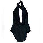Aerie sexy black deep plunge halter full coverage bottom one-piece swimsuit MD Photo 1