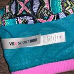 Victoria's Secret VSX  PINK Logo 34B Pullover Sports Bra Turquoise Print Racerback Photo 3