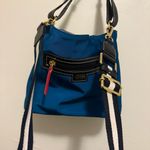 Frances Valentine June Hobo Handbag Navy Striped Strap Gold Zip Blue Photo 1