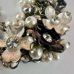 Silver tone faux pearl flower cluster necklace Photo 10