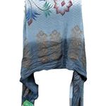 Handloom House silk floral saree stole scarf wrap Blue Photo 10