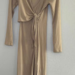 BUNDLE of two dresses women’s XS red beige long‎ sleeve mini fitted Photo 0