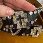 Nocona leather rhinestone hearts crosses belt size large Black Photo 3