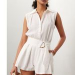 Ramy Brook  White 100% Cotton Collared Sleeveless Nyomi Romper Size XS Photo 1