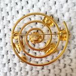 Dina Panagopolous Gold Tone Art Deco Swirl Spiral Sunflower Butterfly Brooch Pin Photo 4