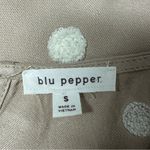 Blu Pepper Tan White Rayon Swiss Dot Spaghetti Strap Sleeveless Tank Top Small Photo 7