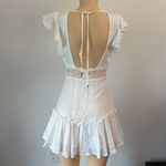 Caren Forbes  White Ruffled V-Neck romantic Mini Dress Sz S Photo 5