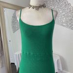 Lalavon Soft Bright Green Preppy Coquette Ribbed Bodycon Maxi Midi Dress L Size L Photo 2